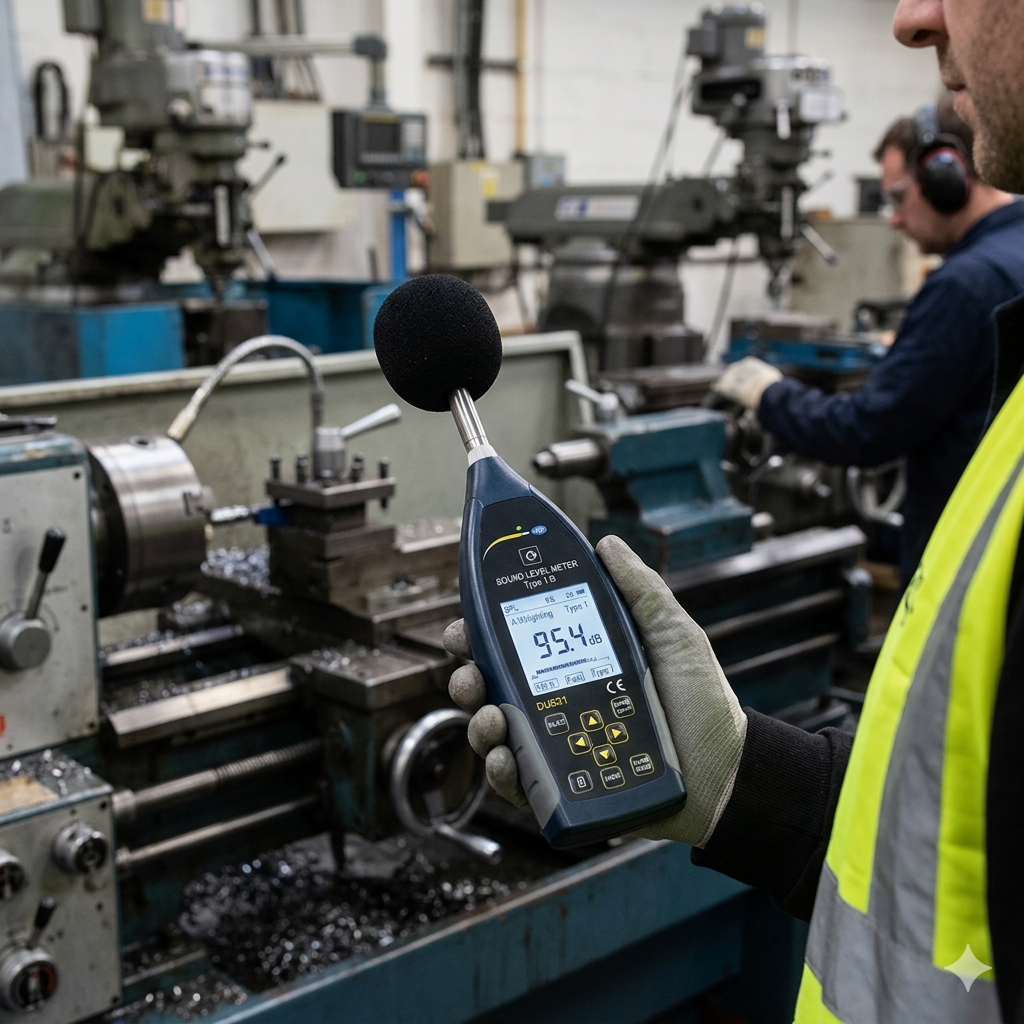 Sound level meter noise assessment manufacturing California Cal/OSHA compliance